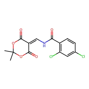 2,4-dichloro-N-[(2,2-dimethyl-4,6-dioxo-1,3-dioxan-5-ylidene)methyl]benzamide structure