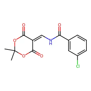 3-chloro-N-[(2,2-dimethyl-4,6-dioxo-1,3-dioxan-5-ylidene)methyl]benzamide structure
