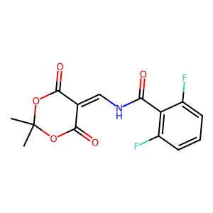 N-[(2,2-dimethyl-4,6-dioxo-1,3-dioxan-5-yliden)methyl]-2,6-difluorobenzenecarboxamide structure