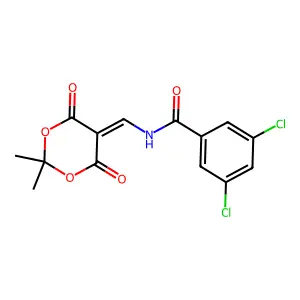 3,5-dichloro-N-[(2,2-dimethyl-4,6-dioxo-1,3-dioxan-5-yliden)methyl]benzenecarboxamide structure