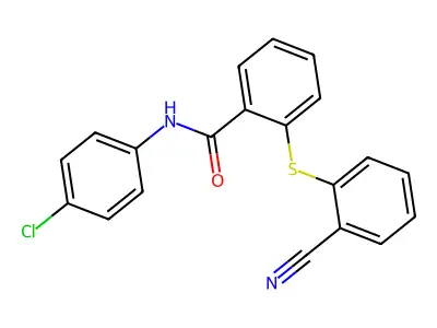 N-(4-chlorophenyl)-2-[(2-cyanophenyl)sulfanyl]benzenecarboxamide structure