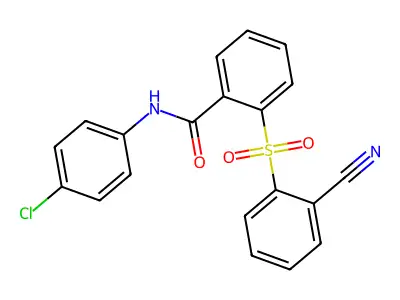N-(4-Chlorophenyl)-2-((2-cyanophenyl)sulfonyl)benzenecarboxamide structure