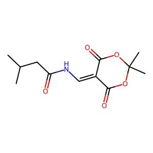 N-[(2,2-dimethyl-4,6-dioxo-1,3-dioxan-5-ylidene)methyl]-3-methylbutanamide structure