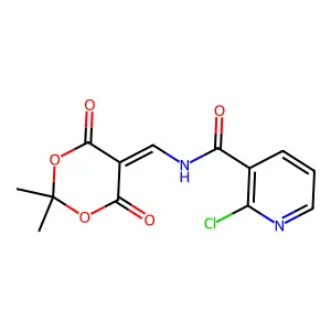 2-chloro-N-[(2,2-dimethyl-4,6-dioxo-1,3-dioxan-5-yliden)methyl]nicotinamide structure