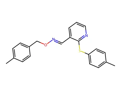 2-[(4-methylphenyl)sulfanyl]nicotinaldehyde O-(4-methylbenzyl)oxime structure