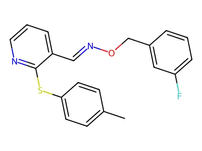 2-[(4-methylphenyl)sulfanyl]nicotinaldehyde O-(3-fluorobenzyl)oxime structure