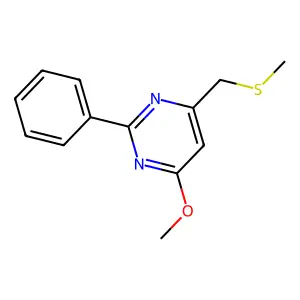 4-Methoxy-6-((methylsulfanyl)methyl)-2-phenylpyrimidine structure