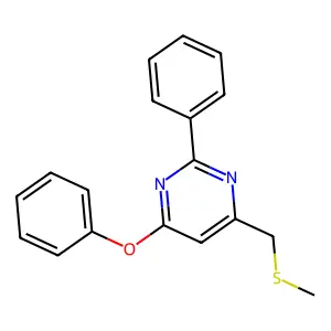 4-((Methylsulfanyl)methyl)-6-phenoxy-2-phenylpyrimidine structure