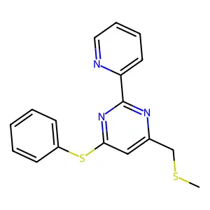 4-((Methylsulfanyl)methyl)-6-(phenylsulfanyl)-2-(2-pyridinyl)pyrimidine structure