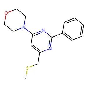 4-(6-((Methylsulfanyl)methyl)-2-phenyl-4-pyrimidinyl)morpholine structure
