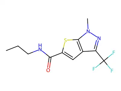 1-methyl-N-propyl-3-(trifluoromethyl)-1H-thieno[2,3-c]pyrazole-5-carboxamide structure