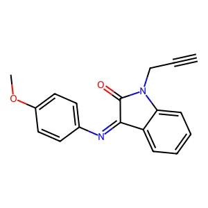3-[(4-methoxyphenyl)imino]-1-(2-propynyl)-1H-indol-2-one structure