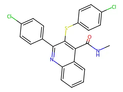 2-(4-chlorophenyl)-3-[(4-chlorophenyl)sulfanyl]-N-methyl-4-quinolinecarboxamide structure