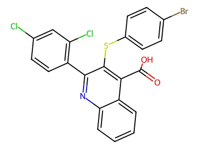 3-(4-bromophenyl)sulfanyl-2-(2,4-dichlorophenyl)quinoline-4-carboxylic Acid structure