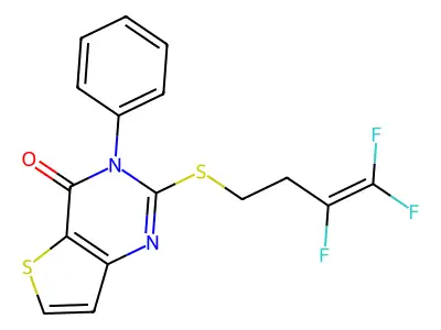 3-phenyl-2-[(3,4,4-trifluoro-3-butenyl)sulfanyl]thieno[3,2-d]pyrimidin-4(3H)-one structure