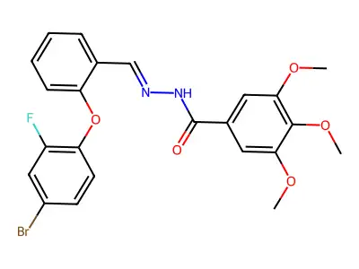 N-[[2-(4-bromo-2-fluoro-phenoxy)phenyl]methylideneamino]-3,4,5-trimethoxy-benzamide structure