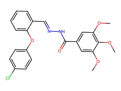 N-[[2-(4-chlorophenoxy)phenyl]methylideneamino]-3,4,5-trimethoxybenzamide structure