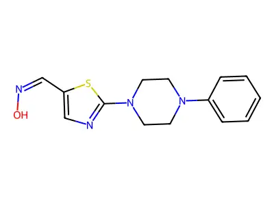 N-[[2-(4-phenylpiperazin-1-yl)-1,3-thiazol-5-yl]methylidene]hydroxylamine structure