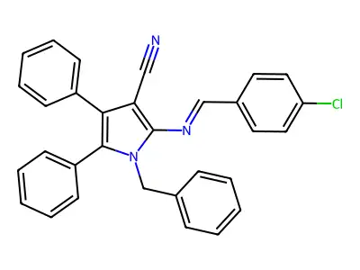 1-Benzyl-2-[(4-chlorophenyl)methylideneamino]-4,5-diphenylpyrrole-3-carbonitrile structure