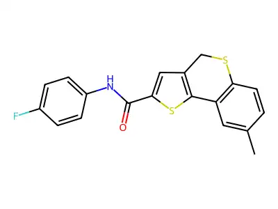 N-(4-fluorophenyl)-8-methyl-4H-thieno[3,2-c]thiochromene-2-carboxamide structure