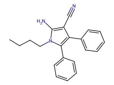 2-amino-1-butyl-4,5-diphenyl-1H-pyrrole-3-carbonitrile structure