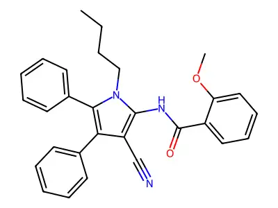 N-(1-butyl-3-cyano-4,5-diphenyl-1H-pyrrol-2-yl)-2-methoxybenzenecarboxamide structure