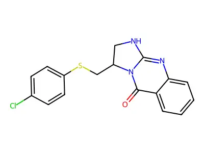 3-{[(4-chlorophenyl)sulfanyl]methyl}-2,3-dihydroimidazo[2,1-b]quinazolin-5(1H)-one structure
