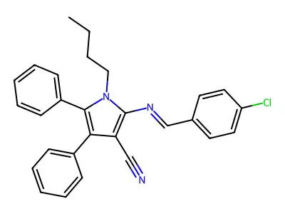 1-Butyl-2-[(4-chlorophenyl)methylideneamino]-4,5-diphenylpyrrole-3-carbonitrile structure
