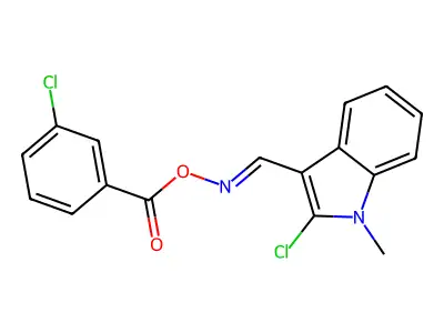 [(2-Chloro-1-methylindol-3-yl)methylideneamino] 3-chlorobenzoate structure