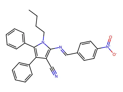 1-Butyl-2-[(4-nitrophenyl)methylideneamino]-4,5-diphenylpyrrole-3-carbonitrile structure