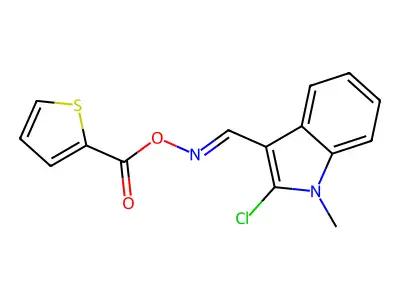 [(2-Chloro-1-methylindol-3-yl)methylideneamino] thiophene-2-carboxylate structure
