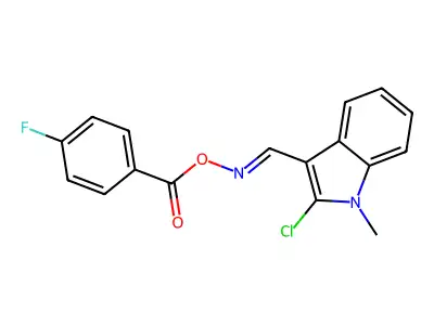 [(2-Chloro-1-methylindol-3-yl)methylideneamino] 4-fluorobenzoate structure