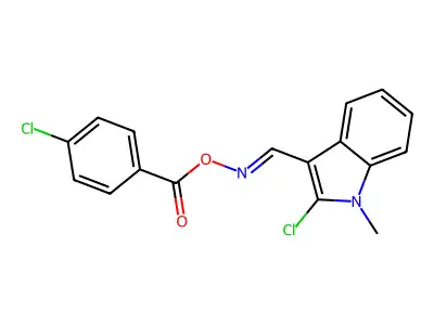 [(2-Chloro-1-methylindol-3-yl)methylideneamino] 4-chlorobenzoate structure