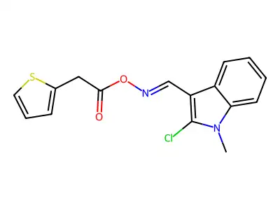 [(2-Chloro-1-methylindol-3-yl)methylideneamino] 2-thiophen-2-ylacetate structure