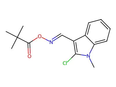 [(2-Chloro-1-methylindol-3-yl)methylideneamino] 2,2-dimethylpropanoate structure