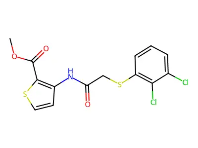 Methyl 3-({2-[(2,3-dichlorophenyl)sulfanyl]acetyl}amino)-2-thiophenecarboxylate structure
