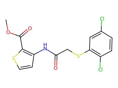 Methyl 3-({2-[(2,5-dichlorophenyl)sulfanyl]acetyl}amino)-2-thiophenecarboxylate structure