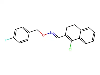 1-(1-chloro-3,4-dihydronaphthalen-2-yl)-N-[(4-fluorophenyl)methoxy]methanimine structure