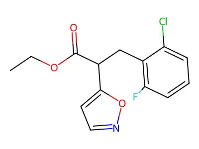 Ethyl 3-(2-chloro-6-fluorophenyl)-2-(5-isoxazolyl)propanoate structure