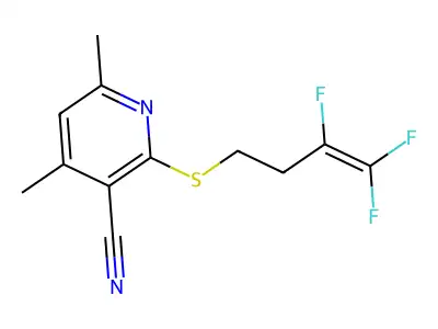 4,6-Dimethyl-2-[(3,4,4-trifluoro-3-butenyl)sulfanyl]nicotinonitrile structure