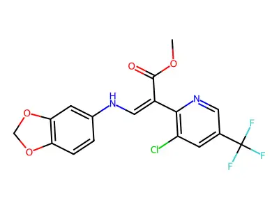 methyl (Z)-3-(1,3-benzodioxol-5-ylamino)-2-[3-chloro-5-(trifluoromethyl)-2-pyridinyl]-2-propenoate structure