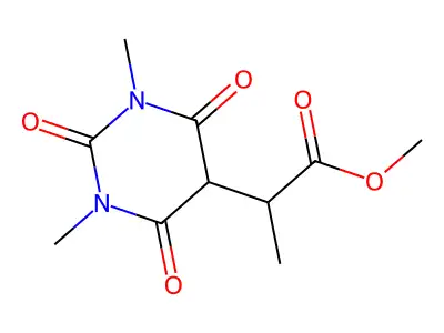 Methyl 2-(1,3-dimethyl-2,4,6-trioxo-1,3-diazinan-5-yl)propanoate structure