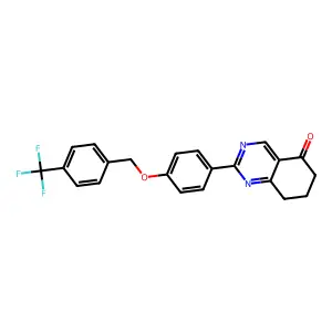 2-(4-{[4-(trifluoromethyl)benzyl]oxy}phenyl)-7,8-dihydro-5(6H)-quinazolinone structure