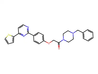 1-(4-Benzylpiperazin-1-yl)-2-[4-(4-thiophen-2-ylpyrimidin-2-yl)phenoxy]ethanone structure