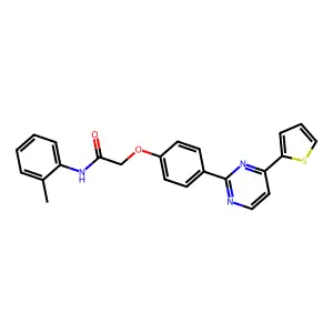N-(2-methylphenyl)-2-{4-[4-(2-thienyl)-2-pyrimidinyl]phenoxy}acetamide structure