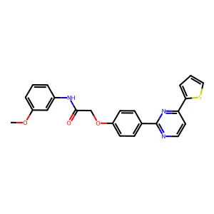 N-(3-methoxyphenyl)-2-{4-[4-(2-thienyl)-2-pyrimidinyl]phenoxy}acetamide structure