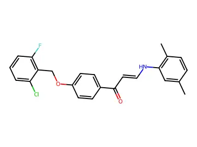 (E)-1-{4-[(2-chloro-6-fluorobenzyl)oxy]phenyl}-3-(2,5-dimethylanilino)-2-propen-1-one structure