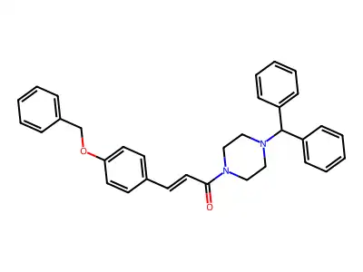 1-[4-(Diphenylmethyl)-1-piperazinyl]-3-[4-(phenylmethoxy)phenyl]-2-propen-1-one structure