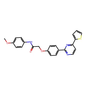 N-(4-methoxyphenyl)-2-{4-[4-(2-thienyl)-2-pyrimidinyl]phenoxy}acetamide structure