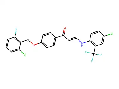 (E)-1-{4-[(2-chloro-6-fluorobenzyl)oxy]phenyl}-3-[4-chloro-2-(trifluoromethyl)anilino]-2-propen-1-one structure